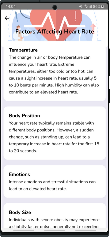 Screenshot of Health Tracker App showing an article on a specific health topic, providing valuable insights and information to users for education and awareness.