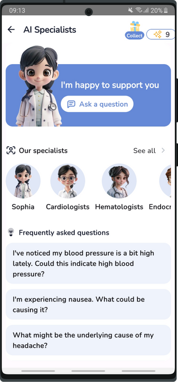 Illustration of an AI doctor on Health Tracker App, offering personalized health insights and recommendations based on user data and advanced algorithms